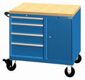 LISTA Mobile Workcenter with integrated butcher block worktop, 4 drawers + door/shelf compartment (XSMMPNW0600-0603)